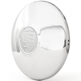Tapón Cromado de Rin de 4 Birlos con Emblema Chico de Porsche en Relieve para VW Sedán, Safari, Combi, Brasilia