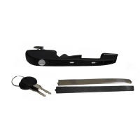 Manija Exterior de Puerta Delantera Derecha Negra con Franja Cromada, Cilindro y Llaves Hushan para Jetta A2, Golf A2