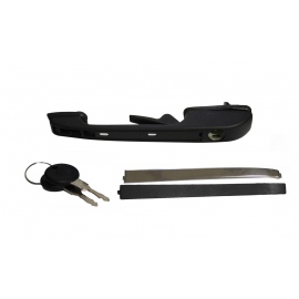 Manija Exterior de Puerta Delantera Izquierda Negra con Franja Cromada, Cilindro y Llaves Hushan para Jetta A2, Golf A2
