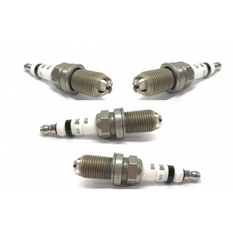 Juego de 4 Bujías Delgadas Bosch 242242501 de Cobre con 4 Electrodos para Beetle, Caddy, Derby, Eurovan, Gol, Lupo