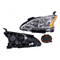 Faro Principal Izquierdo Cromado con Reflejante Ámbar Depo para Sentra B17