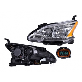 Faro Principal Izquierdo Cromado con Reflejante Ámbar Depo para Sentra B17