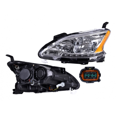 Faro Principal Izquierdo Cromado con Reflejante Ámbar Depo para Sentra B17