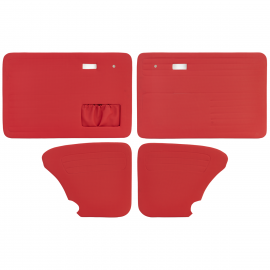 Juego de 4 Tapas de Puerta Interior con Forro de Vinil Rojo Perforado con Bolsa Lateral para VW Sedán 1600, 1600i