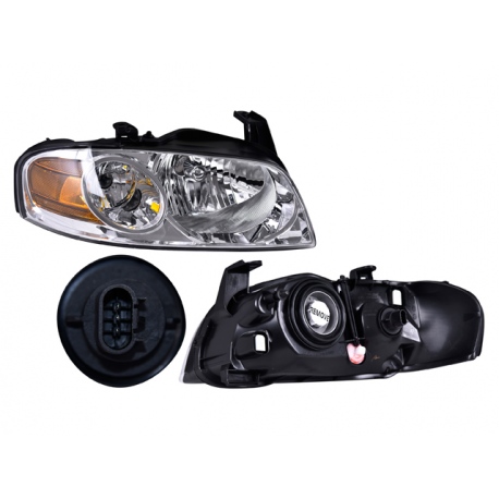 Faro Principal Derecho con Fondo Cromado y Reflejante Ámbar Depo para Sentra B15