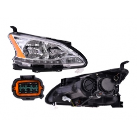 Faro Principal Derecho Cromado con Reflejante Ámbar Depo para Sentra B17