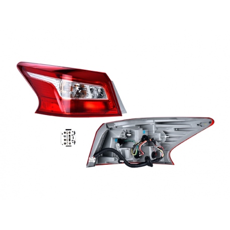Calavera Exterior Izquierda con Luz LED y Arnés DEPO para Sentra B17