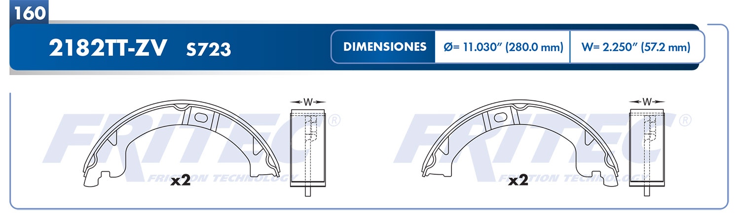 Juego De Balatas Traseras De Tambor Fritec Para Econoline, F150, F100