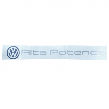 Calcomania "ALTA POTENCIA" Logo y letras plateadas