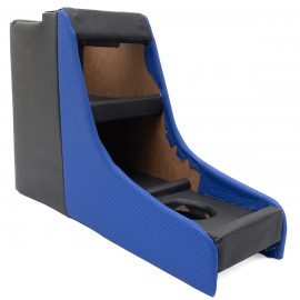 Consola Central de Madera con Forro de Vinil Azul y Negro para VW Sedán