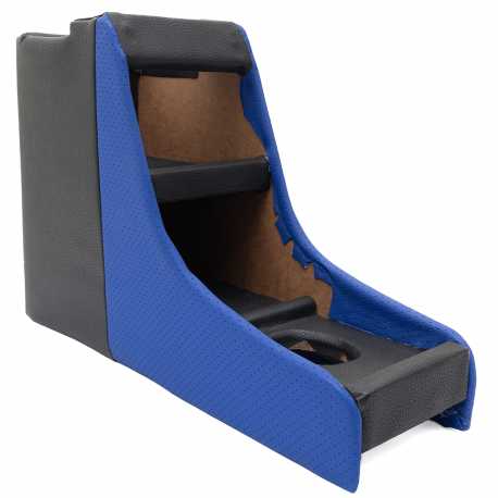 Consola Central de Madera con Forro de Vinil Azul y Negro para VW Sedán