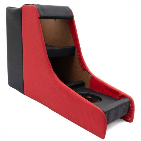 Consola Central de Madera con Forro de Vinil Rojo y Negro para VW Sedán