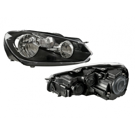 Faro Principal Derecho con Fondo Negro y Focos DEPO para Golf A6