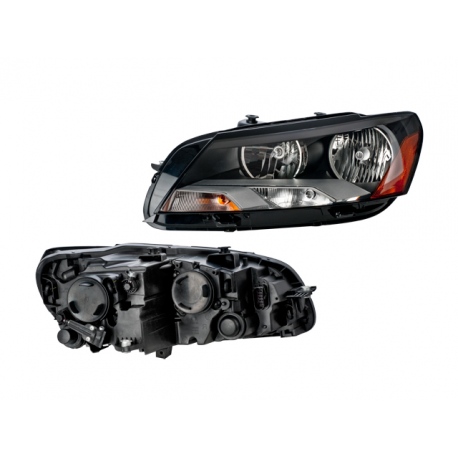 Faro Principal Izquierdo con Fondo Negro y Reflejante Ámbar DEPO para Passat NMS