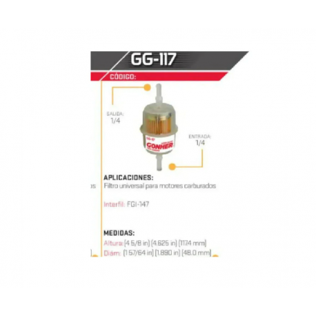 Filtro de Gasolina de Plástico Gonher para Autos Carburados