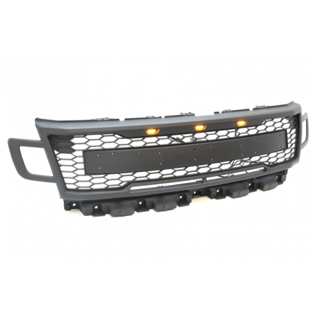 Parrilla Negra Delantera con Luz LED Ámbar Estilo Raptor Auto Magic para Expedition