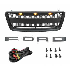 Parrilla Negra con Letras FORD y Luz LED Ámbar Estilo Raptor Auto Magic para Expedition