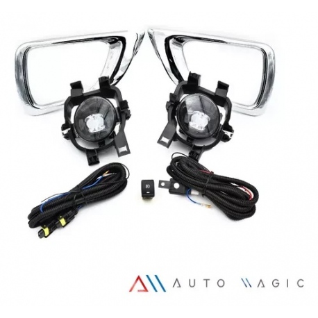 Kit de Faros de Niebla con Biseles Cromados y Arnés Auto Magic para NP300 Frontier