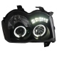 Juego de Faros Principales Negros con Lupa, Luz LED y Ojo de Angel Auto Magic para Grand Cherokee