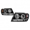 Juego de Faros Principales Negros con Lupa, Luz LED y Ojo de Angel Auto Magic para Cherokee