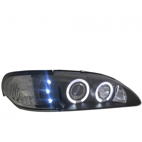 Juego de Faros Negros con Lupa, Ojo de Angel y LED Auto Magic para Mustang