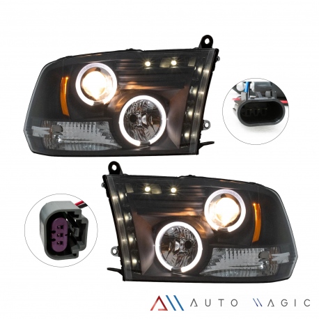 Par de Faros Principales con Lupa y Luz de Día Auto Magic para Ram