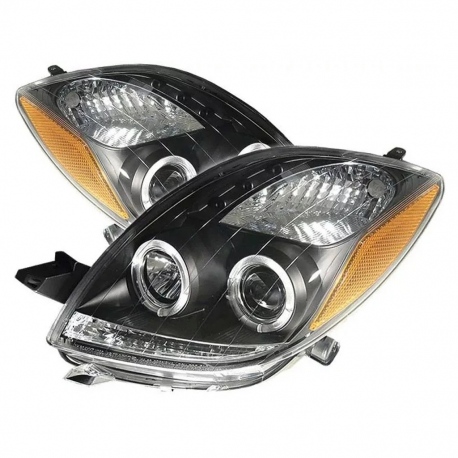 Juego De Faros Principales Con Lupa Y Ojo De Angel Automagic Para Yaris Hatchback