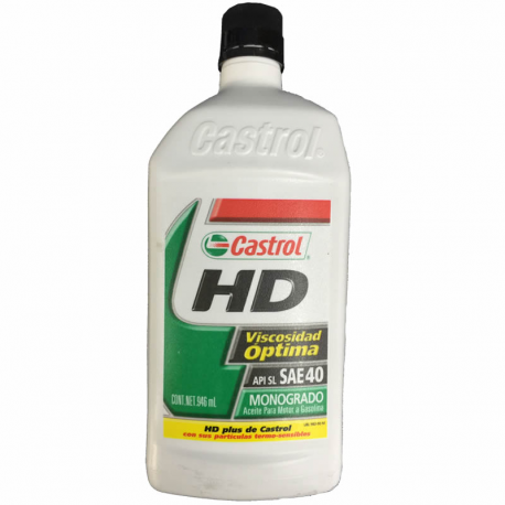 Botella de Aceite Castrol HD Monogrado Mineral SAE 40 para Motores a Gasolina