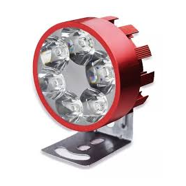 Faro Redondo con 6 Hiper Leds con Estrobo y Carcasa Roja Tunix para Motocicleta