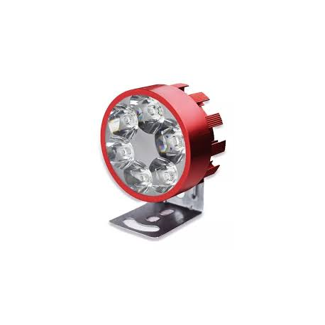 Faro Redondo con 6 Hiper Leds con Estrobo y Carcasa Roja Tunix para Motocicleta