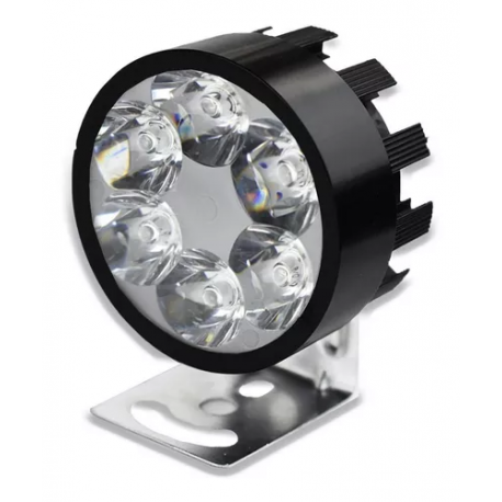 Faro Redondo con 6 Leds, Estrobo, Ojo de Angel Color Azul y Rojo. Carcasa Negra Tunix para Motocicleta