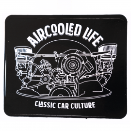 Calcomanía Externa de Vinil Negro "Air Cooled Life" con Motor con Webers