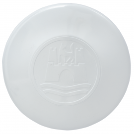 Tapón Plano Blanco con Logo de Castillo Grande de Rin de 4 Birlos para VW Sedán