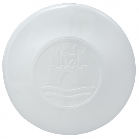 Tapón Plano Blanco con Logo de Castillo Grande de Rin de 4 Birlos para VW Sedán