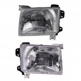 Juego de 2 Faros Principales Cromados con Vidrio Rayado Depo para Xterra, Frontier
