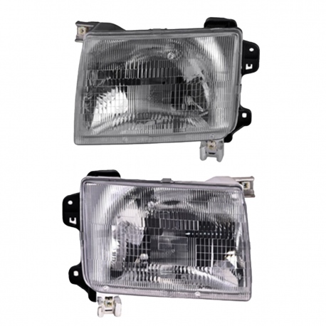 Juego de 2 Faros Principales Cromados con Vidrio Rayado Depo para Xterra, Frontier