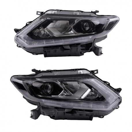 Juego de 2 Faros Principales con Luz LED, Lupa y Motor de Ajuste Eléctrico TYC para X-Trail