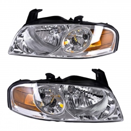 Juego de 2 Faros Principales con Fondo Cromado y Reflejante Ámbar Depo para Sentra B15