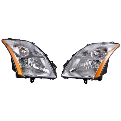 Juego de 2 Faros Principales Cromados con Reflejante Ámbar Depo para Sentra B16
