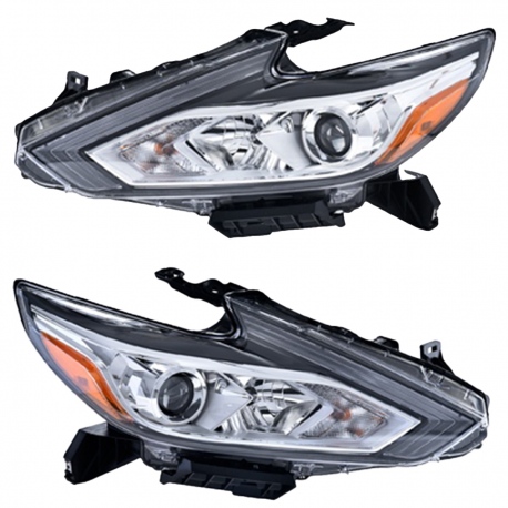 Juego de 2 Faros Principales Cromados con Reflejante Ámbar Depo para Altima L33