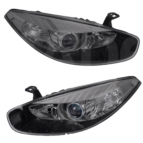 Juego de 2 Faros Principales Eléctricos Negro Depo para Fluence