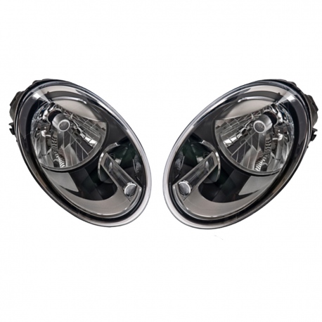 Juego de 2 Faros Principales con Fondo Negro y Motor Eléctrico Depo para Beetle