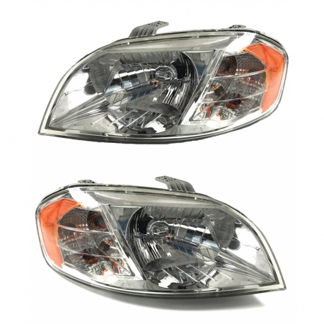 Juego de 2 Faros Principales con Fondo Cromado Forcetec para Aveo, Pontiac G3