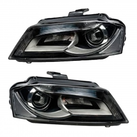 Juego de 2 Faros Principales con Luz LED, Lupa y Motor de Ajsute Eléctrico Depo para Audi A3
