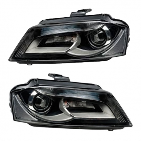 Juego de 2 Faros Principales con Luz LED, Lupa y Motor de Ajsute Eléctrico Depo para Audi A3