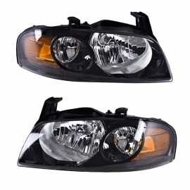 Juego de 2 Faros Principales con Fondo Negro y Cuarto Ámbar Depo para Sentra B15 SE-R