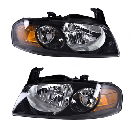 Juego de 2 Faros Principales con Fondo Negro y Cuarto Ámbar Depo para Sentra B15 SE-R
