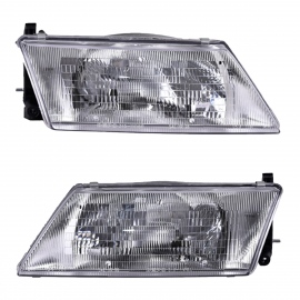 Juego de 2 Faros Principales con Vidrio Rayado Depo para Sentra B14, Lucino