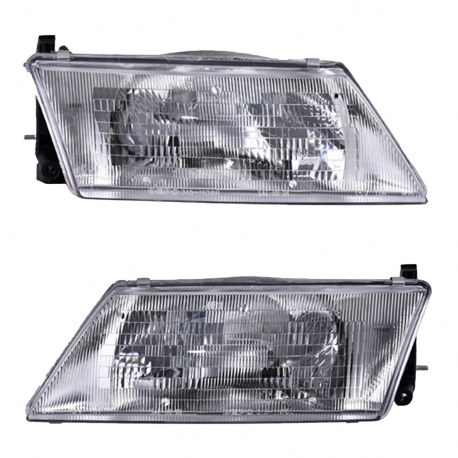 Juego de 2 Faros Principales con Vidrio Rayado Depo para Sentra B14, Lucino