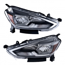 Juego de 2 Faros Principales con Marco Interior Negro Depo para Sentra B17